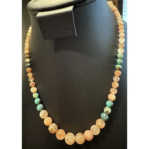 Jay King DTR Desert Rose Trading Sterling 925 Sunstone Turquoise Beaded Necklace - Picture 2 of 8